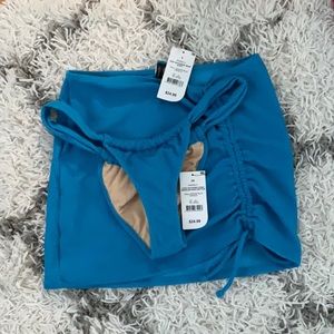 NTW Side Gathered Swim Skirt with Matching Bikini Bottoms
